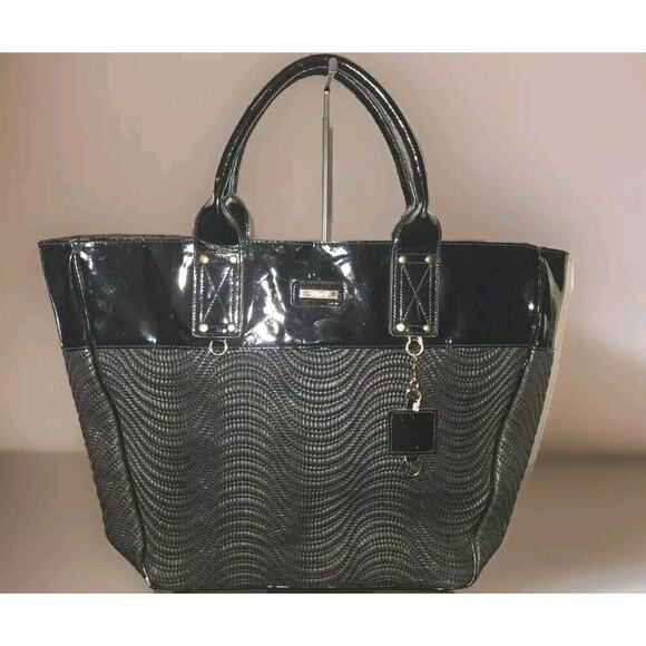 Versace Perfume Large Tote Bag Black Patent Trim - Picture 1 of 16